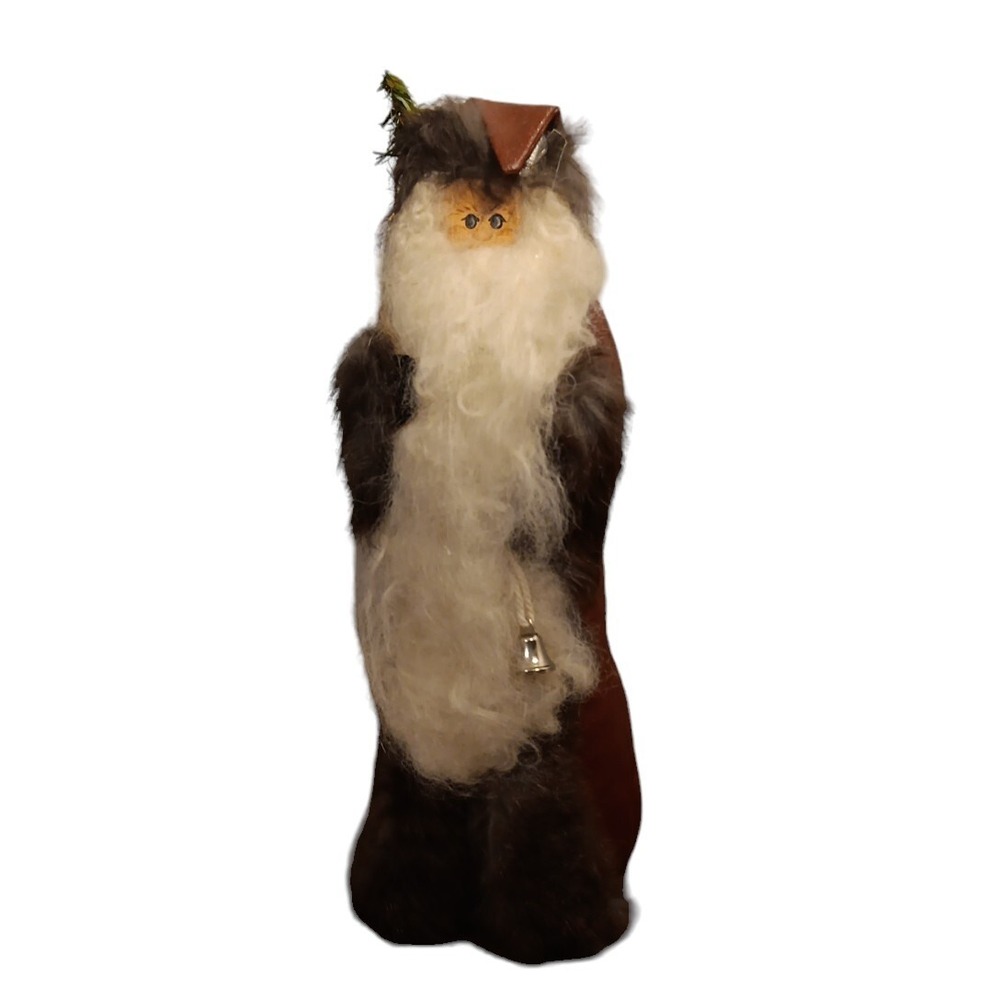 Old World Santa Claus Vtg Figurine 12.5" Vinyl Body Carrying Christmas Tree